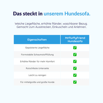 Hundesofa für mittelgroße & große Hunde – Sofa für Hunde, waschbar, 4 Größen (60–120 cm)