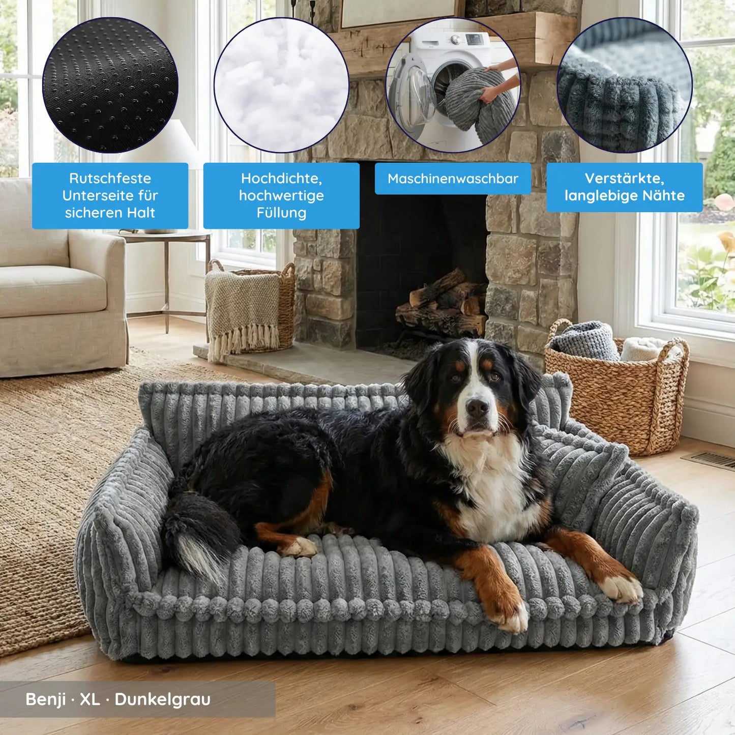 MrFluffyFriend® - Orthopädisches Waschbares Hundesofa